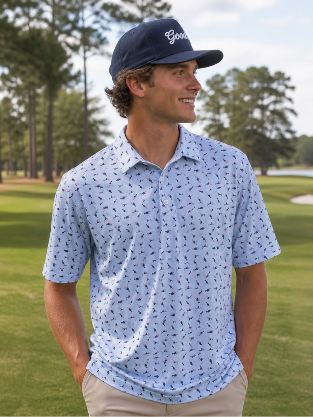 Huk Pursuit Printed Polo Men's Tech Shirt, Windsurfer 3 (M)